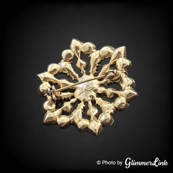 Liz Claiborne Honey Brown Orange Green Rhinestone Brooch Signed LC - Picture 5 of 6